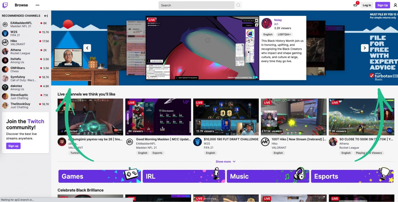 homepage headline twitch