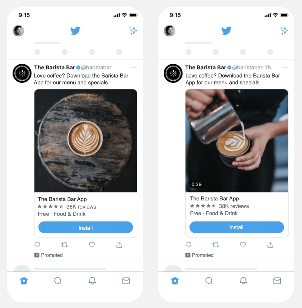 carte de site Twitter formats